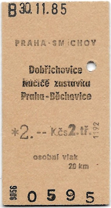 Praha-Smíchov - Dobřichovice, Nučice zastávka, Praha-Běchovice
