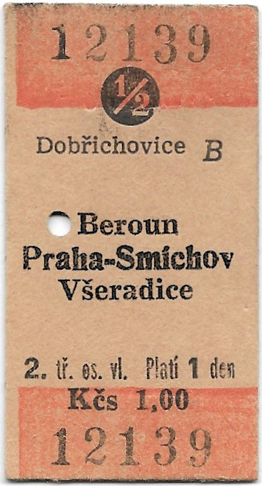 Dobřichovice - Beroun, Praha-Smíchov, Všeradice (½)