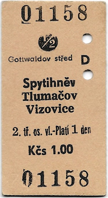 Gottwaldov střed - Spytihněv, Tlumačov, Vizovice (½)