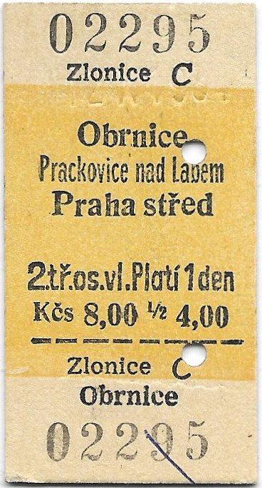 Zlonice - Obrnice, Prackovice nad Labem, Praha střed