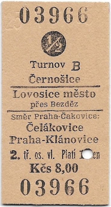 Turnov - Černošice, Lovosice město, Čelákovice, Praha-Klánovice (½)